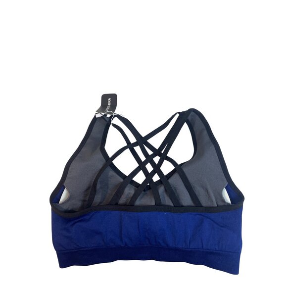 Vibe Sports Strappy Blue Sports Bra Womens Large Nylon/Spandex - Picture 4 of 7